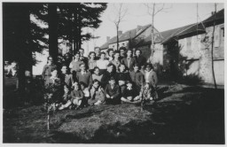 Jewish children sheltered in the children's home Maison des Roches, directed by Daniel Trocme (back, center, with glasses). [LCID: 86056]