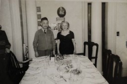 Abraham Kaplan and his wife Maria at their home in Paterson, New Jersey. He was the half brother of Blanka's grandmother. Blanka lived with Abraham and Maria when she came to the United States. She loved them dearly.