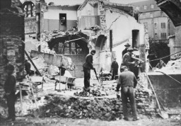 Destruction of the Dortmund synagogue during Kristallnacht (the "Night of Broken Glass"). [LCID: 85287]