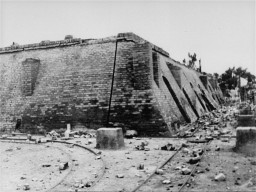 View of the brick factory in the Jasenovac concentration camp in Croatia. [LCID: 85692]