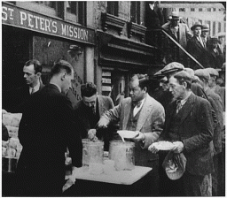 In the absence of substantial government relief programs during 1932, free food was distributed with private funds in some urban centers to large numbers of the unemployed