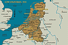 1933 年的低地国家（图中将阿姆斯特丹标出）