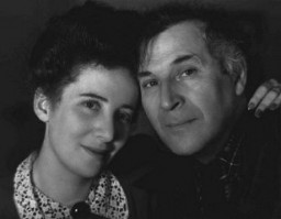 Russian-born Jewish artist Marc Chagall with his daughter, Ida. The Nazis declared Chagall's work "degenerate." After the fall of France, where he had been living, Chagall fled to the United States. United States, 1942.