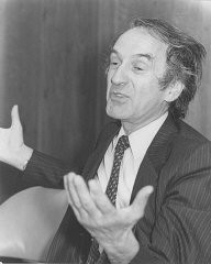 <p><a href="/narrative/10130">Elie Wiesel</a> speaks at the Faith in Humankind conference, held before the opening of the United States Holocaust Memorial Museum, on September 18–19, 1984, in Washington, DC.</p>