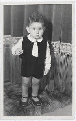 Jewish child Hans van den Broeke (born Hans Culp) in hiding in the Netherlands. He is 2 years old in this photograph.