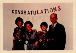 Celebration after one of Regina's sons, Harry, received the Eagle Scout Award. February 16, 1973.