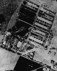 A wartime aerial view of the Majdanek camp outside Lublin. 