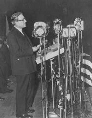 Stephen S. Wise, later to become president of the World Jewish Congress, speaks at an anti-Nazi rally at Madison Square Garden. New York, United States, March 27, 1933.