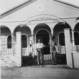 Postwar photograph of David Bayer in Panama, circa 1950-1955. 
David was born on September 27, 1922 in Kozienice, Poland. He survived the Kozienice ghetto, Pionki labor camp, and Auschwitz-Birkenau. After the end of the war, David moved to Panama. He left for a few years to fight in Israel's War for Independence. From 1950-1955, David lived in Panama until he immigrated to the United States. 
David Bayer was a volunteer at the US Holocaust Memorial Museum.