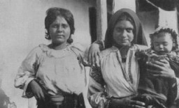 Romani (Gypsy) women and child. Romania, 1930s.