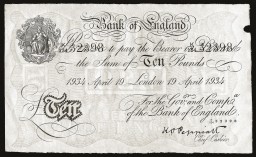 A counterfeit British bank note produced by Jewish forced laborers employed in Operation Bernhard at the Sachsenhausen concentration ... [LCID: 25689]