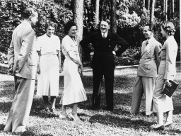 Adolf Hitler (center) with (from left to right): Heinz Riefenstahl, Frau Dr. [LCID: 78378]