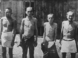 Szovjet hadifoglyok a mauthauseni koncentrációs táborban.