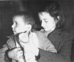 Photograph of two of the Tehran Children, who reached Palestine in 1943 via Iran. 