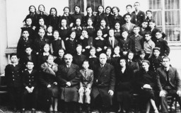 Group portrait of the first grade class of the Jewish gymnasium in Vilna. 1938