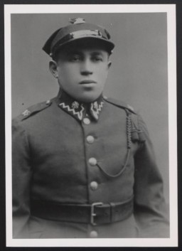 Shlomo Trabska was one of the many Jewish victims who were shot by the SS and Lithuanian collaborators at the Ponary killing site outside of Vilna. This photograph was taken in the late 1930s, when Shlomo was serving in the Polish army.