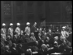 Defendant Albert Speer making his closing statement in the Nuremberg courtroom.