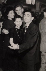 Regina (top, left) with friends at a dance in Berlin. Germany, December 26, 1946.