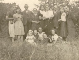 Photo taken a few weeks before World War II began. Regina is at the right of the front row. Kunow, Poland, July 28, 1939.