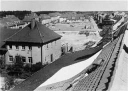 Former quarters of the German army converted into displaced persons housing. Bergen-Belsen, Germany, May 1945.