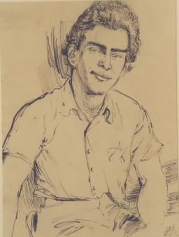 1943 portrait of Edgar Krasa drawn by Leo Haas in Theresienstadt
