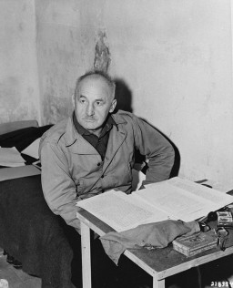 Defendant Julius Streicher in his prison cell. [LCID: 74837]