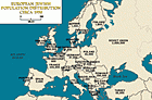 Distribuição da população judia na Europa por volta de 1950