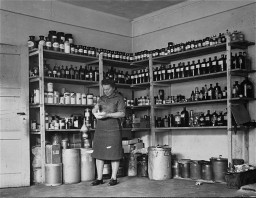 The American Jewish Joint Distribution Committee pharmacy in the displaced persons camp at Bergen-Belsen. [LCID: 46351]