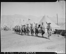 Army Military Police guard the Manzanar Relocation Center