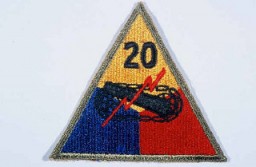 Insignia of the 20th Armored Division. Although no nickname is commonly associated with the 20th, "Armoraiders" may have been occasionally in use during World War II.