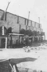 Vue de ce qui restait des fourneaux dans le camp de Majdanek au moment de la libération.