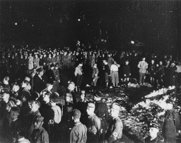 At Berlin's Opernplatz, crowds of German students and members of the SA gather for the burning of books deemed "un-German." [LCID: 01623]