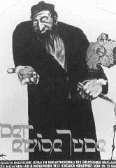 Affiche pour une exposition au musée antisémite “Der ewige Jude” (Le Juif errant) qui décrit les Juifs en tant que marxistes, usuriers et esclavagistes. Munich, Allemagne, 8 novembre, 1937.