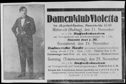 Advertisement for the Violetta women's club
