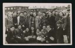 Group portrait of teenagers in the Feldafing displaced persons camp.