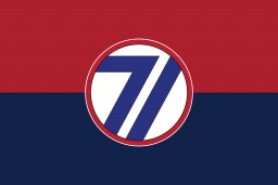 A digital representation of the United States 71st Infantry Division's flag. 
The US 71st Infantry Division (the "Red Circle" division) was established in 1943. During World War II, they were involved in taking the cities of Coburg, Bayreuth, and Regensburg. The division also liberated Gunskirchen, a subcamp of Mauthausen. The 71st Infantry Division was recognized as a liberating unit in 1988 by the United States Army Center of Military History and the United States Holocaust Memorial Museum (USHMM). 