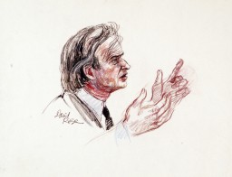 Courtroom Sketch of Elie Wiesel at the Trial of Klaus Barbie [LCID: 2005mkzs]