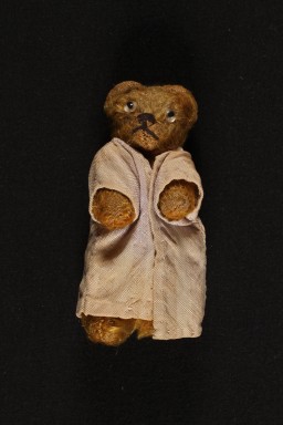 At some point after the war, Sophie received this small stuffed bear (about three inches high) as a present from her mother. [LCID: bear]