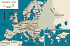 أوروبا 1933، مع توضيح مكان تشيكوسلوفاكيا وتيريزينشتات