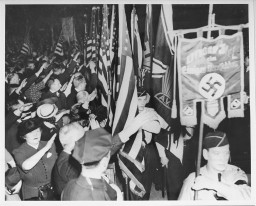 Pro-Nazi German American Bund rally at Madison Square Garden. New York City, New York, United States, February 20, 1939.
