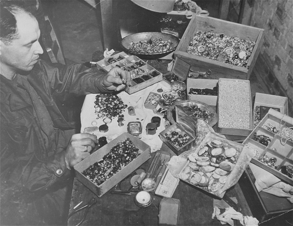 The valuables displayed here were confiscated from prisoners by German guards at the Buchenwald concentration camp and later found ... [LCID: 0230]