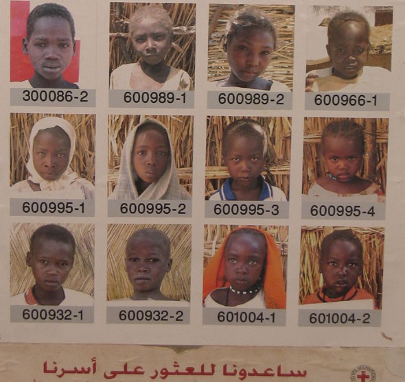 International Red Cross Poster showing photographs of children in refugee camp in Chad. [LCID: chad1]
