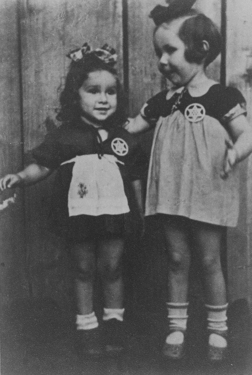 Two young cousins shortly before they were smuggled out of the Kovno ghetto. [LCID: 10945]