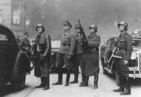 Juergen Stroop (third from left), SS commander who crushed the Warsaw ghetto uprising. [LCID: 34138]