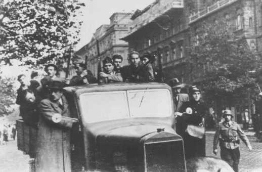 Members of the Arrow Cross after taking power. Budapest, Hungary, October 1944.