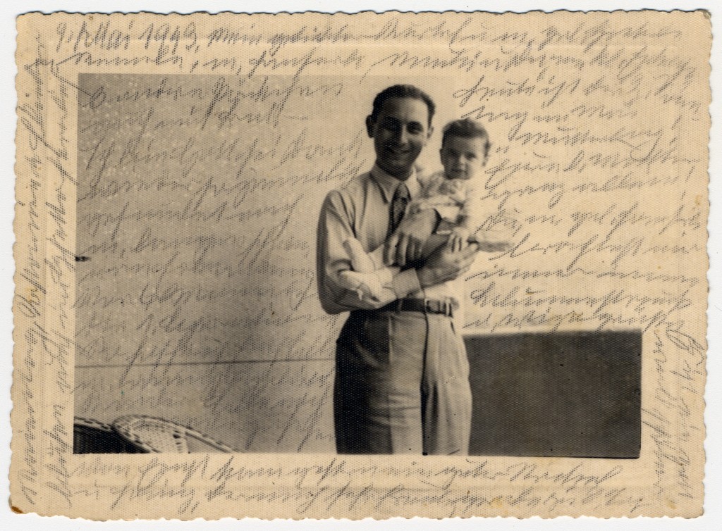 Photograph showing Kurt, Helene Reik's son, holding his baby Margarida, in Rio de Janeiro in 1940.