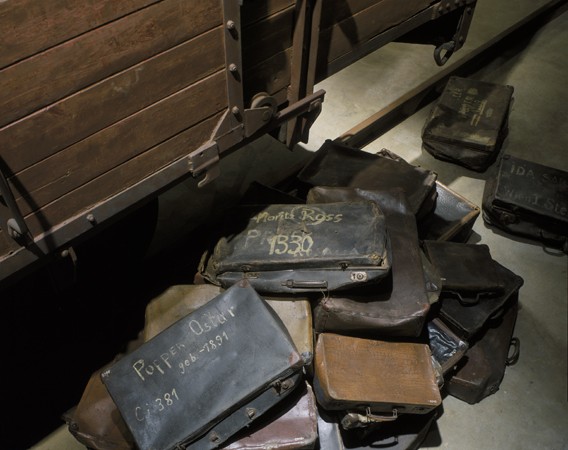 A collection of valises belonging to Jews who were deported to death camps.