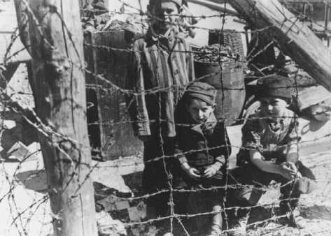 Soon after liberation, camp survivors from Buchenwald's "Children's Block 66"—a special barracks for children. [LCID: 28204]