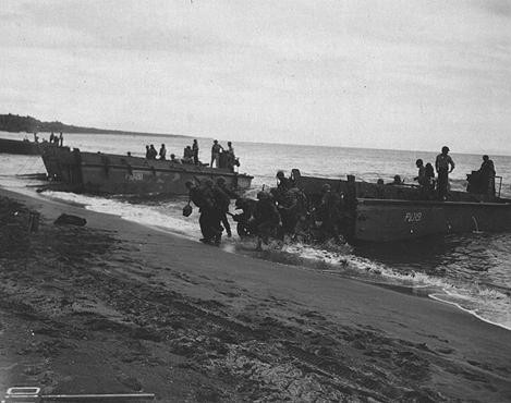 US troops land on Guadalcanal, in the Solomon Islands group. [LCID: 20340]