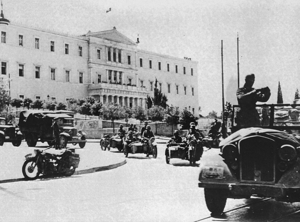 German troops in Athens following the invasion of the Balkans.